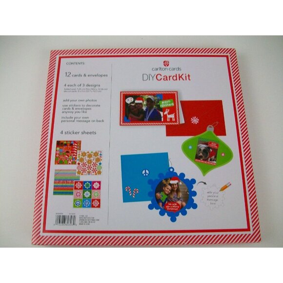Carlton Cards DIY Christmas Card Kit 12 Cards & Envelopes Sticker Sheets - Picture 1 of 7